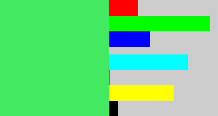 Hex color #42ea5f - light neon green