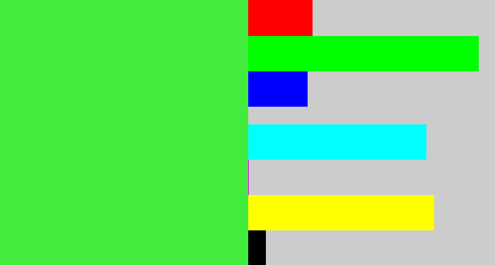 Hex color #42ec3c - light neon green