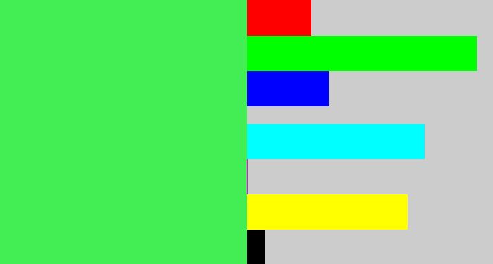 Hex color #42ee54 - light neon green