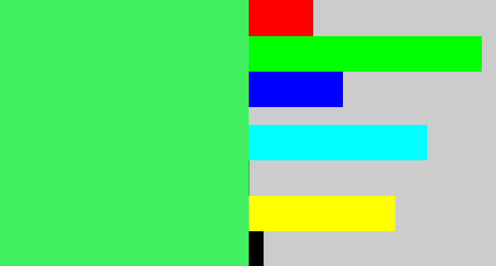Hex color #42ef61 - light neon green