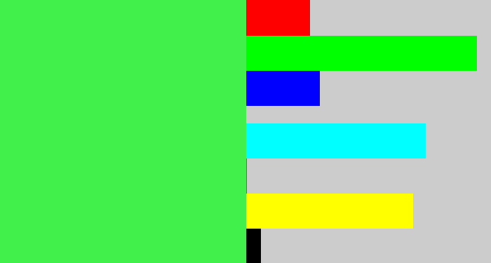 Hex color #42f04c - light neon green