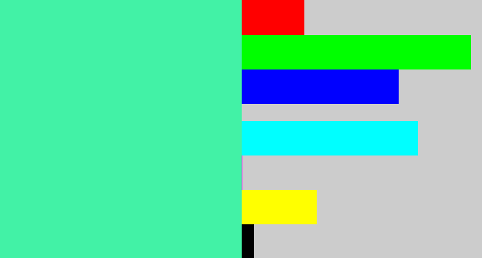 Hex color #42f2a6 - sea green
