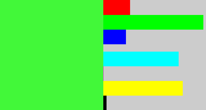 Hex color #42f839 - light neon green