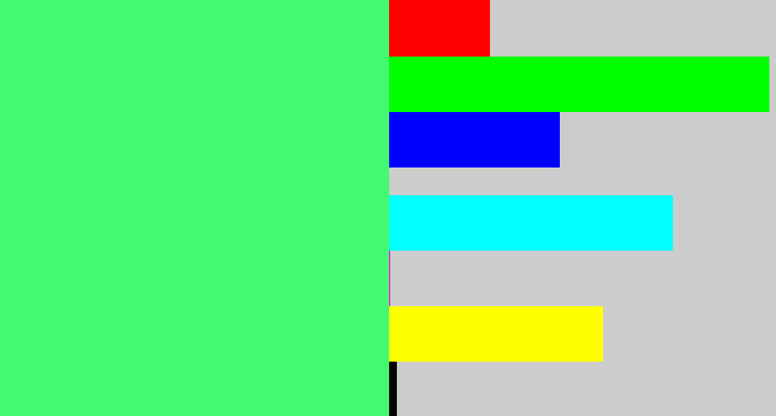 Hex color #42f96f - light bright green