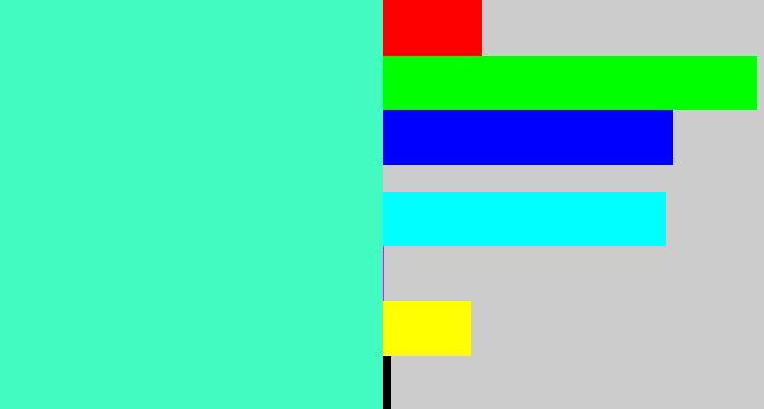 Hex color #42fbc1 - greenish cyan