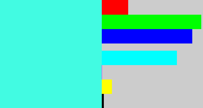 Hex color #42fbe2 - bright cyan