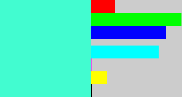 Hex color #42fcd0 - greenish cyan
