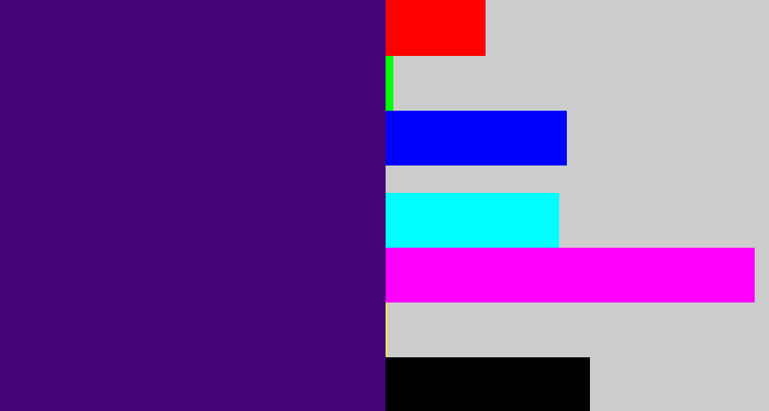 Hex color #430579 - royal purple