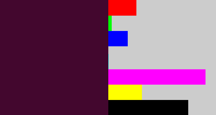 Hex color #43072e - dark plum