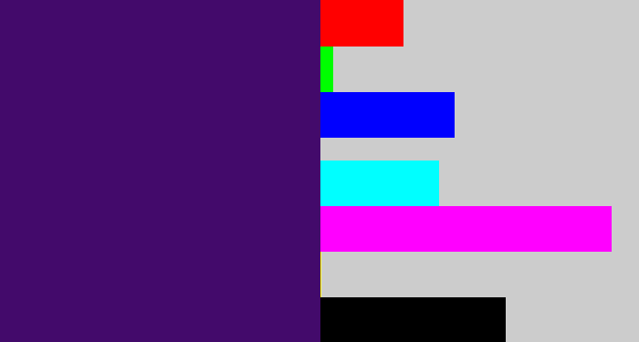 Hex color #430a6b - royal purple