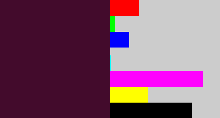 Hex color #430b2c - dark plum