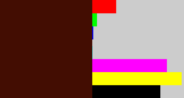 Hex color #430d02 - deep brown