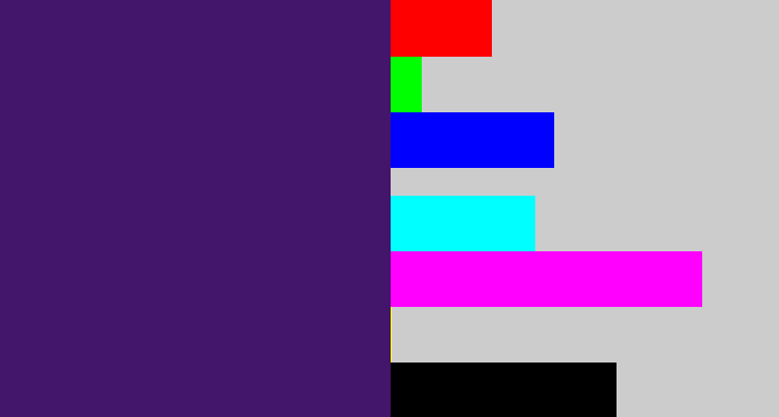Hex color #43156b - royal purple