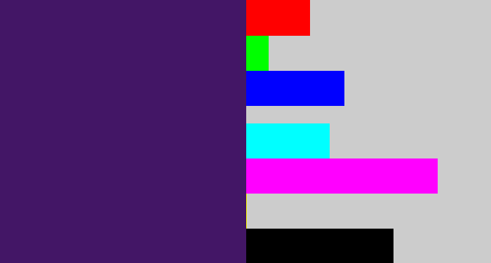 Hex color #431666 - royal purple