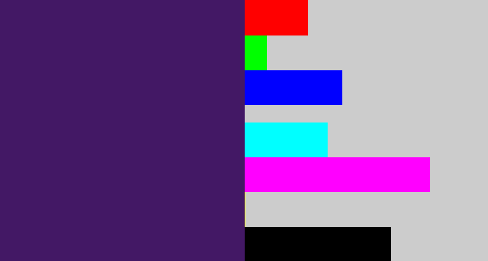 Hex color #431865 - royal purple