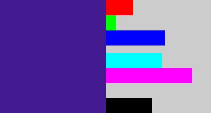 Hex color #431a8f - indigo