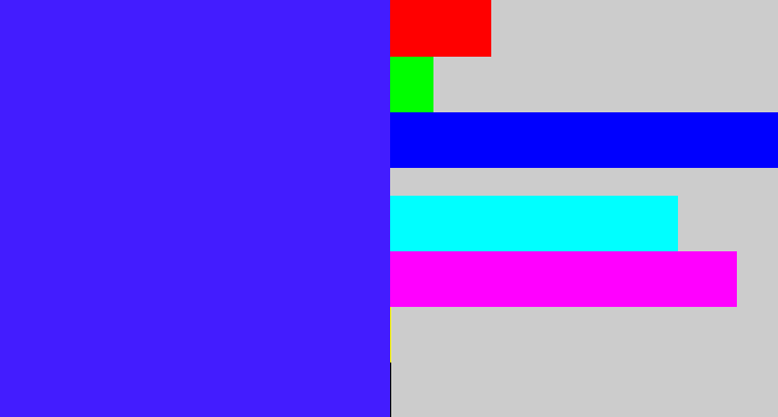 Hex color #431cff - light royal blue