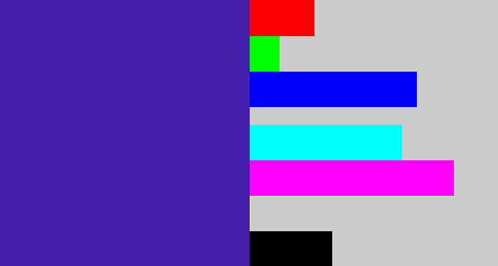 Hex color #431fab - indigo blue