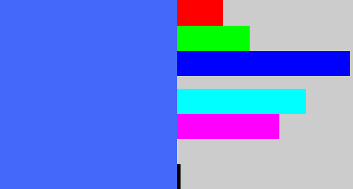Hex color #4368fa - lightish blue
