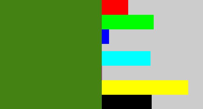 Hex color #438213 - dark grass green