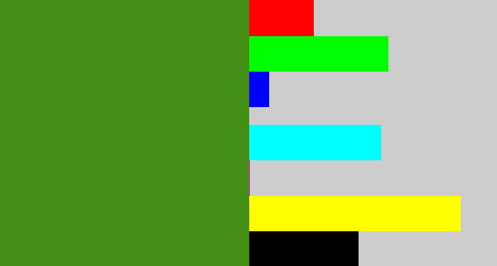 Hex color #438f15 - grass green