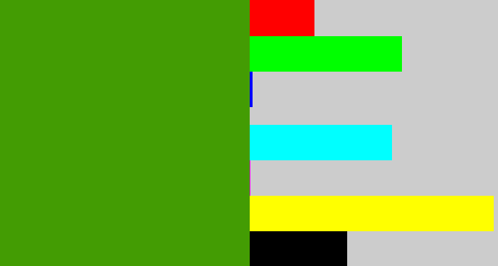 Hex color #439c03 - grassy green