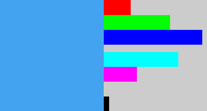 Hex color #43a3f1 - dark sky blue