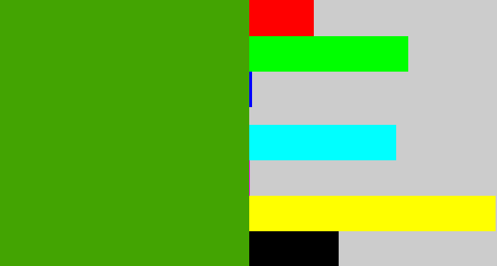 Hex color #43a402 - grassy green