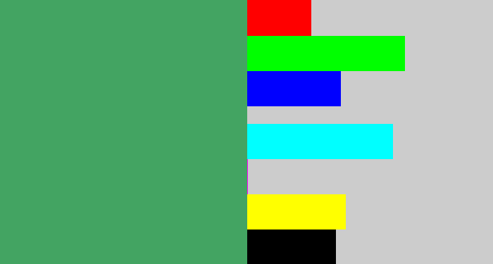 Hex color #43a462 - greenish