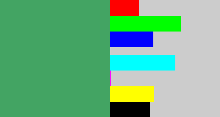 Hex color #43a463 - greenish