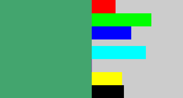 Hex color #43a56e - greenish