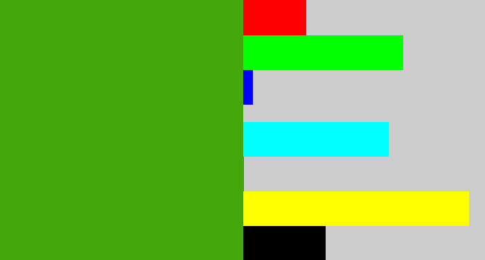 Hex color #43a90b - lawn green