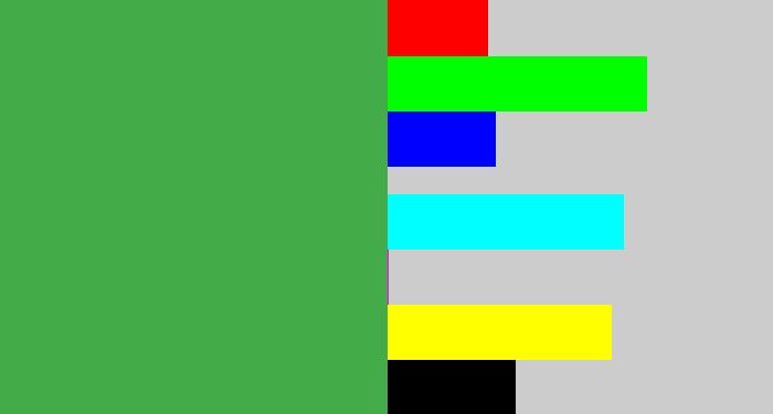Hex color #43ab48 - medium green