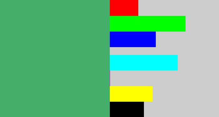 Hex color #43af6a - greenish