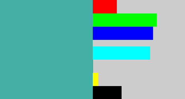 Hex color #43afa5 - greeny blue