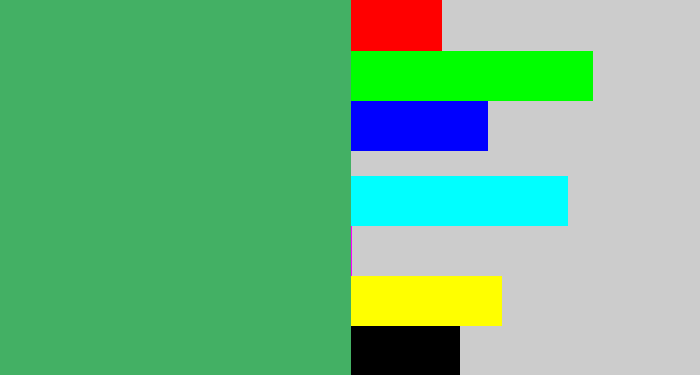 Hex color #43b064 - greenish