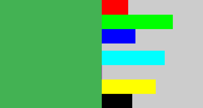 Hex color #43b253 - medium green