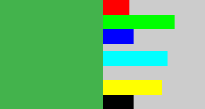 Hex color #43b34c - medium green