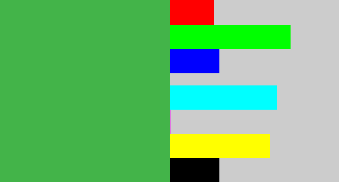 Hex color #43b449 - medium green