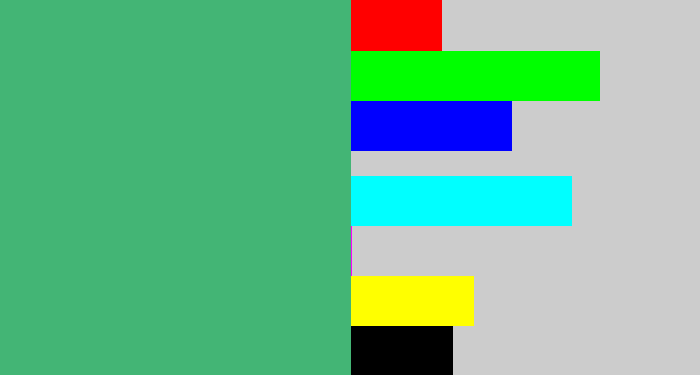 Hex color #43b575 - dark seafoam green