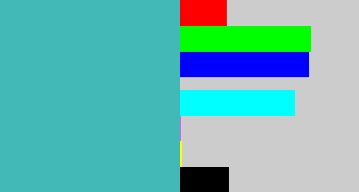 Hex color #43b9b7 - greeny blue