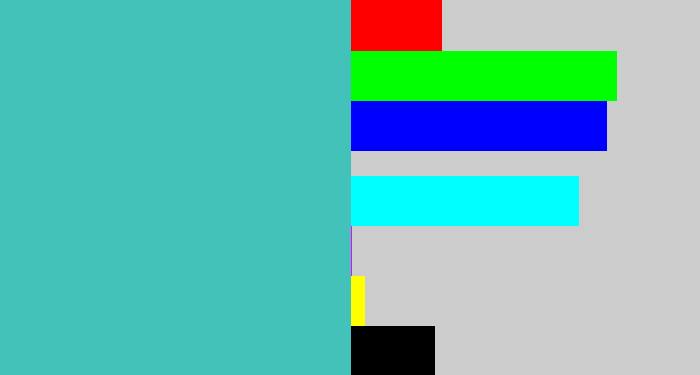 Hex color #43c2ba - tealish