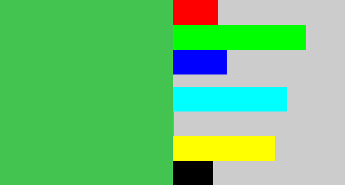 Hex color #43c450 - medium green