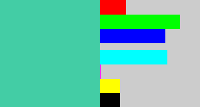 Hex color #43cda5 - greeny blue