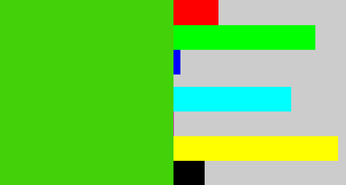 Hex color #43d10a - frog green