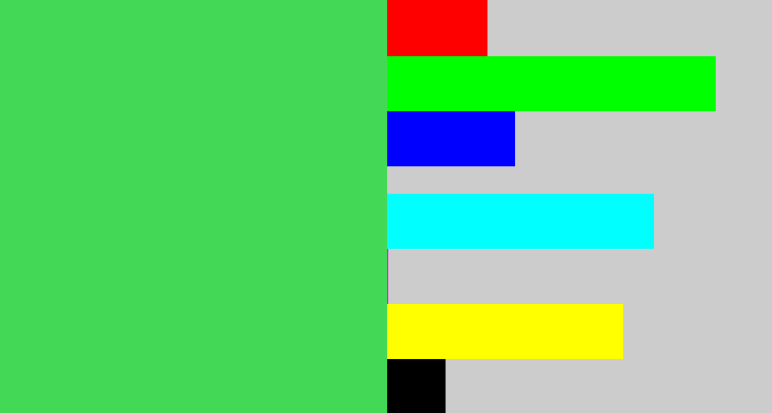 Hex color #43d855 - lightish green