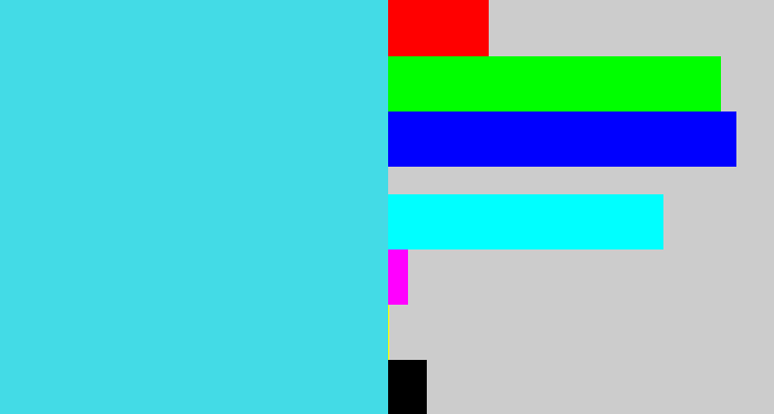 Hex color #43dbe6 - bright cyan