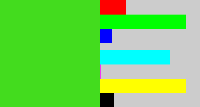 Hex color #43dc1e - green apple