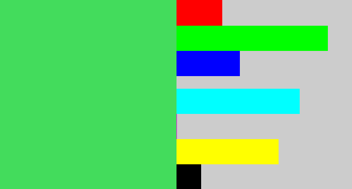 Hex color #43dc5c - lightish green