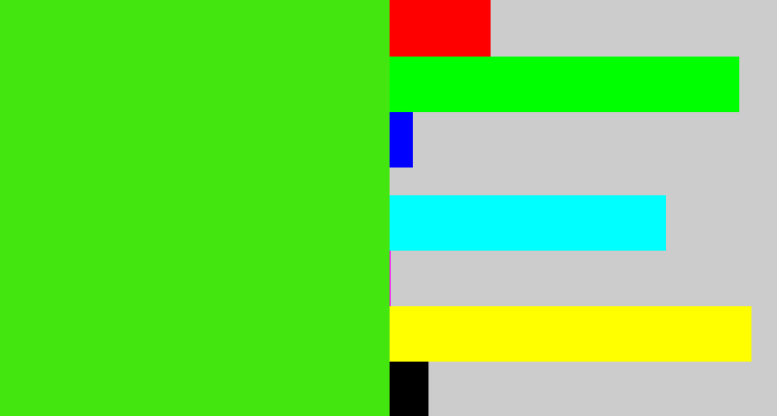 Hex color #43e60f - vivid green